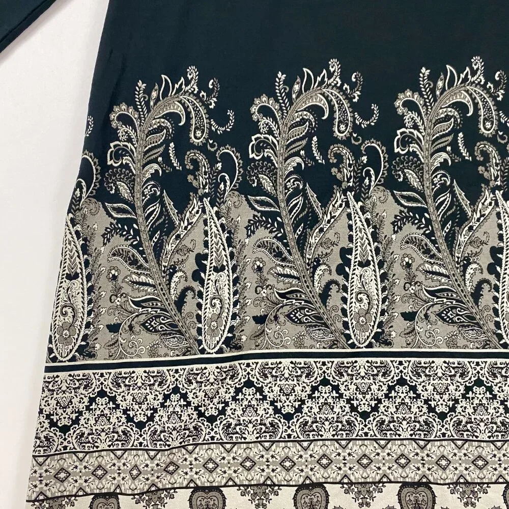 NWOT J. Jill Wearever Collection Long Sleeve Paisley Border Tunic Top Blouse M - Picture 4 of 16